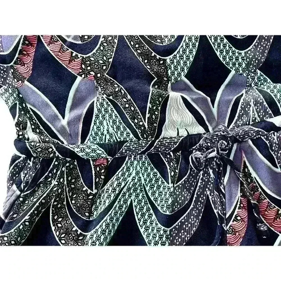 Chelsea 28 Sz LRG Purple Aqua Print Tank Romper Shorts Adjustable Straps Pockets - Picture 9 of 14